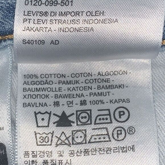 Levis 505 Mens Size 40x32 Water Less Denim Jeans Blue Light‎ Wash Grunge Worn - Picture 4 of 7